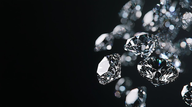 Photo a close up of a bunch of diamonds on a black surface