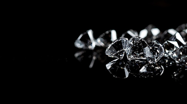 Photo a close up of a bunch of diamonds on a black surface