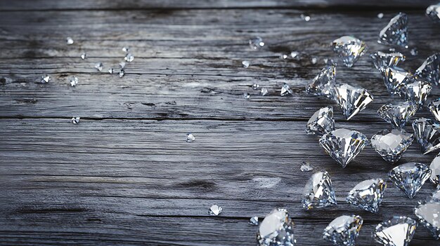 Photo a close up of a bunch of diamonds on a wooden surface