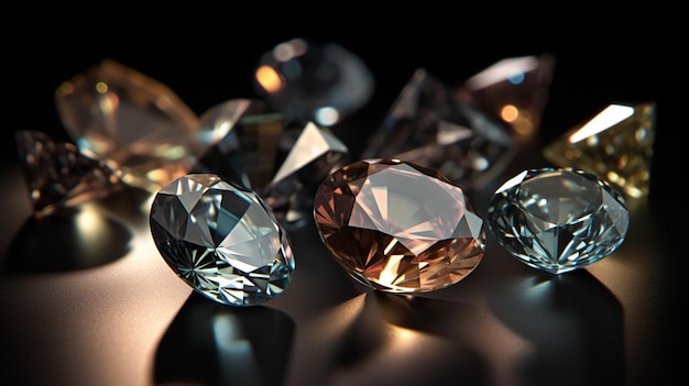 A close up of a bunch of diamonds