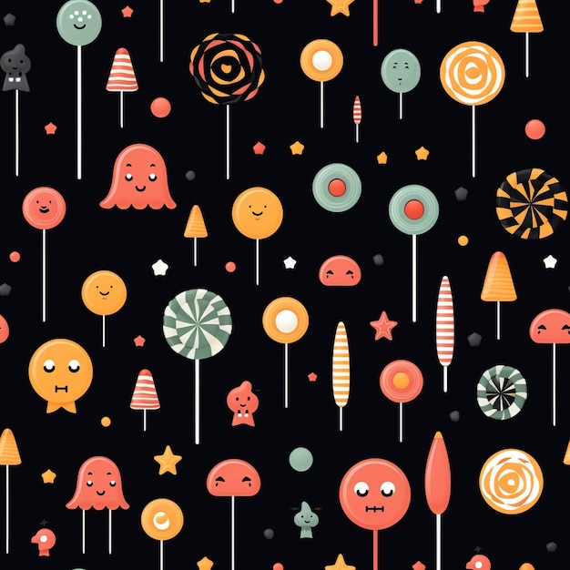 A close up of a bunch of different colored candies on a black background generative ai