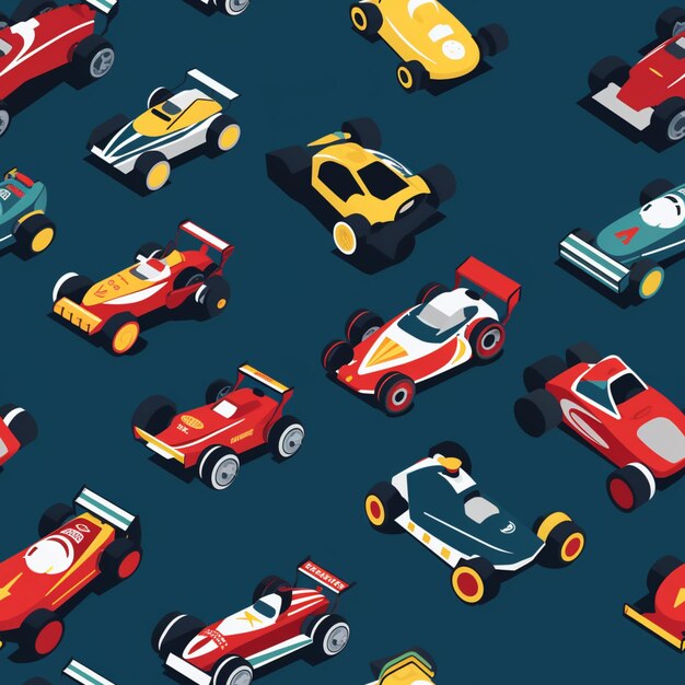 a close up of a bunch of different colored cars on a blue background generative ai