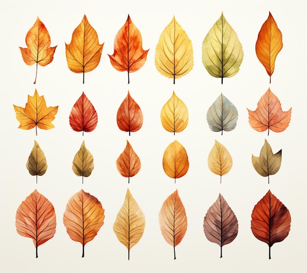 a close up of a bunch of different colored leaves generative ai