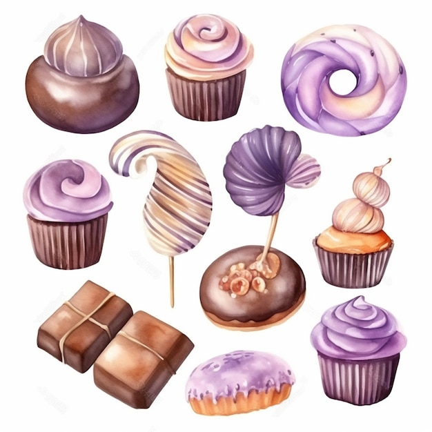 A close up of a bunch of different types of cupcakes generative ai