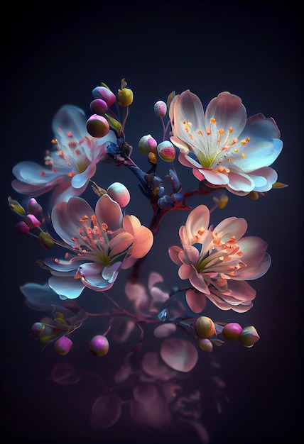 Close up of a bunch of flowers generative ai