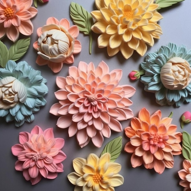 A close up of a bunch of flowers on a table generative ai