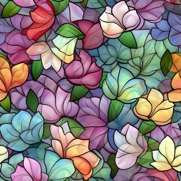 A close up of a bunch of flowers with many colors generative ai