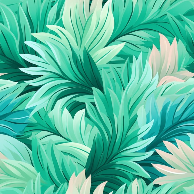 a close up of a bunch of green leaves on a green background generative ai