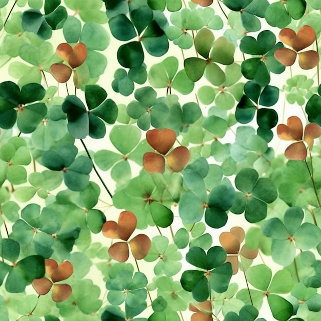 A close up of a bunch of green and orange leaves generative ai