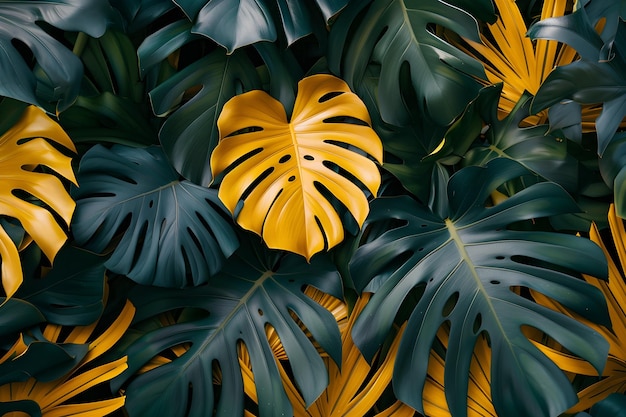 A close up of a bunch of green and yellow leaves