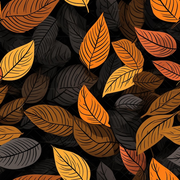 a close up of a bunch of leaves on a black background generative ai