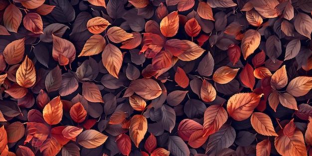 a close up of a bunch of leaves that are brown and orange