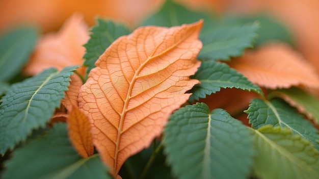 a close up of a bunch of leaves with the date of october