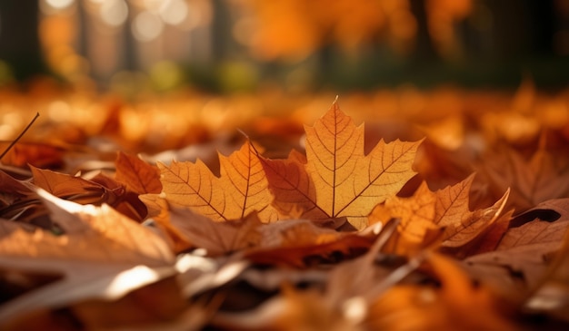 A close up of a bunch of leaves with the word autumn on them