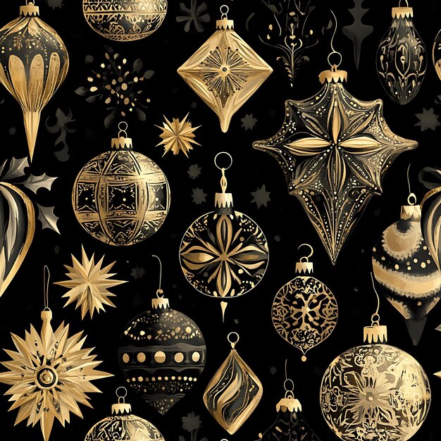 Photo a close up of a bunch of ornaments on a black background