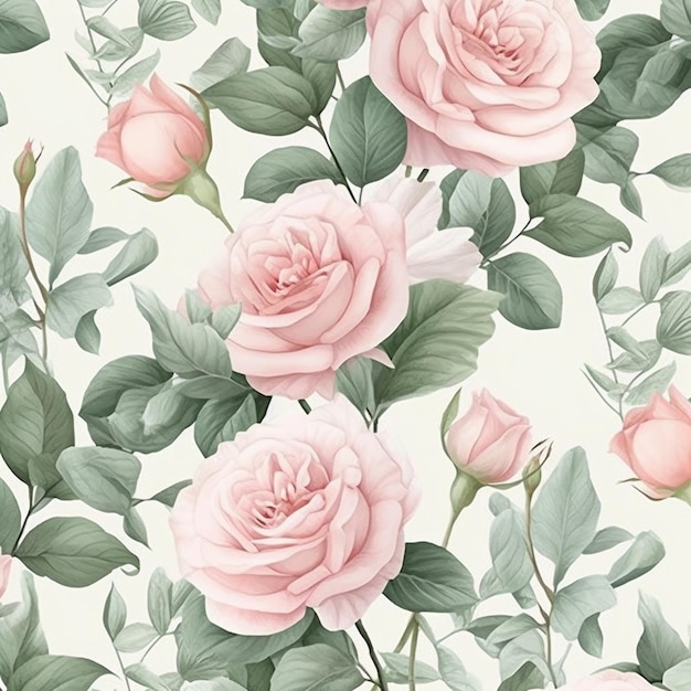 a close up of a bunch of pink roses on a white background generative ai