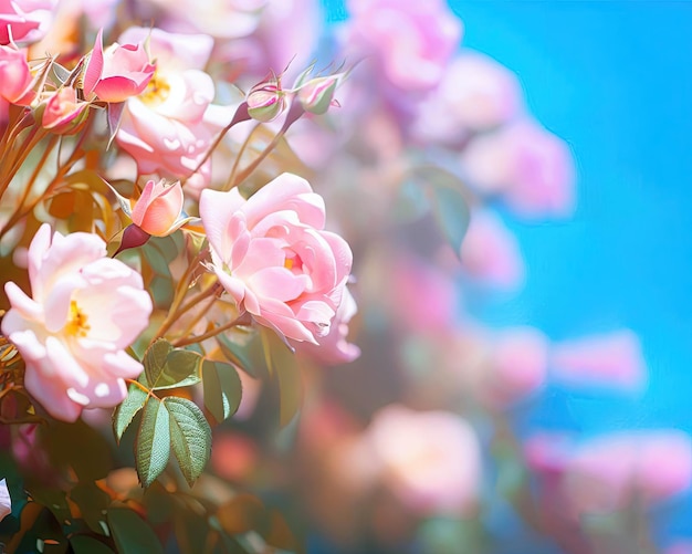 A close up of a bunch of pink roses