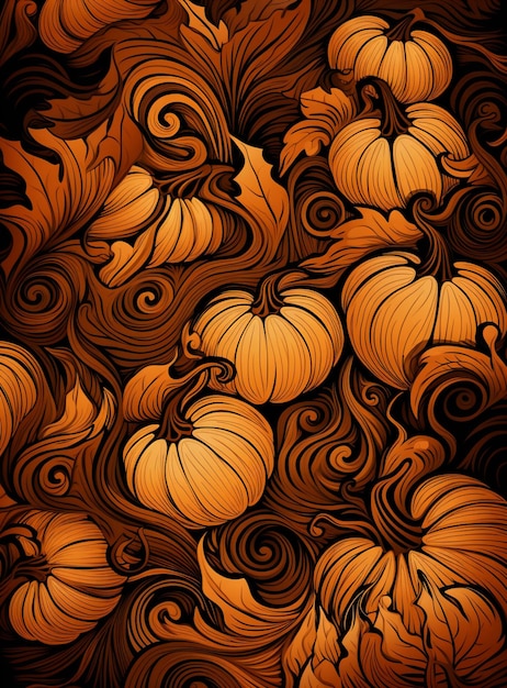 a close up of a bunch of pumpkins on a black background generative ai