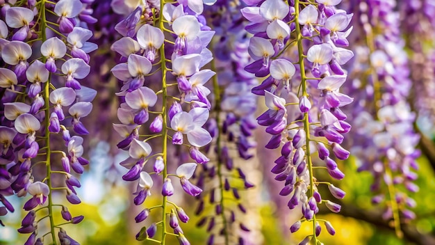 a close up of a bunch of purple flowers