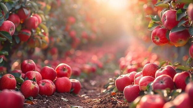 a close up of a bunch of red apples on a tree