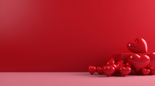 a close up of a bunch of red hearts on a red surface generative ai