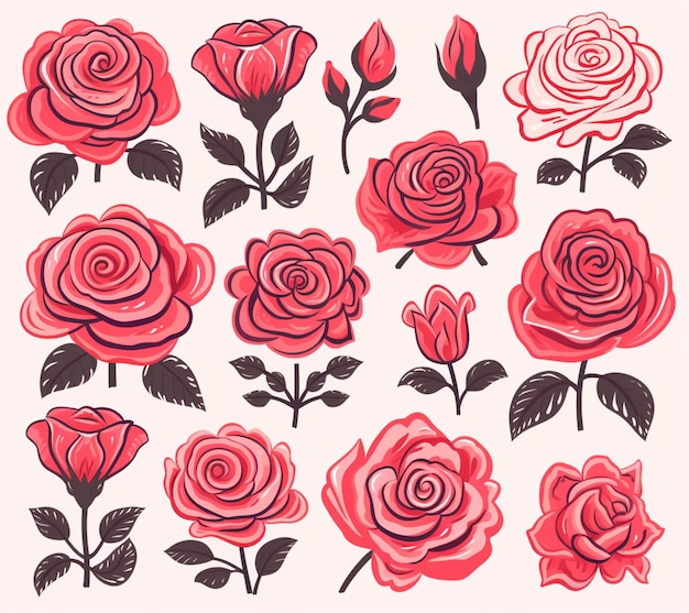 a close up of a bunch of red roses with leaves generative ai