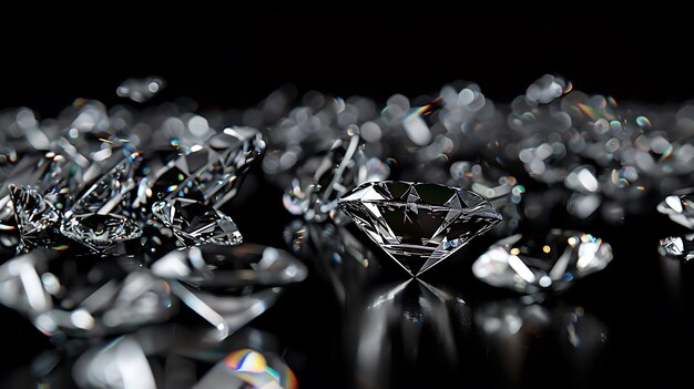 a close up of a bunch of shiny diamonds