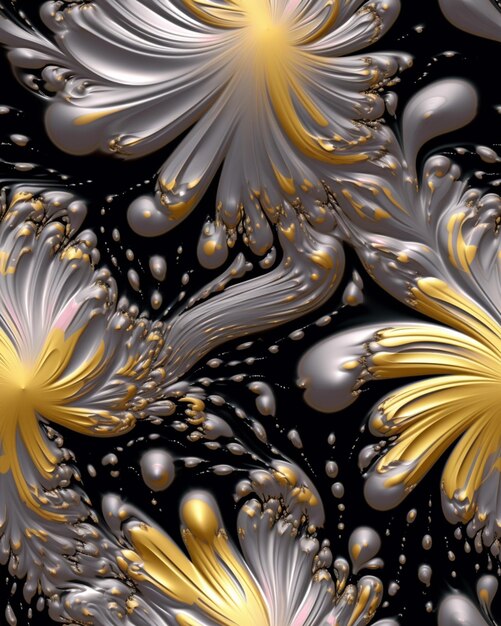 A close up of a bunch of silver and gold flowers generative ai