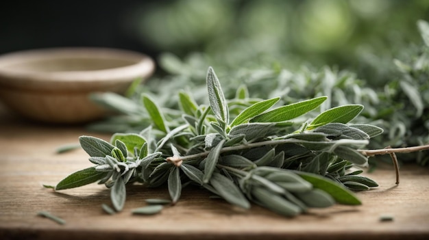 Photo a close up of a bunch of sprigs of rosemary