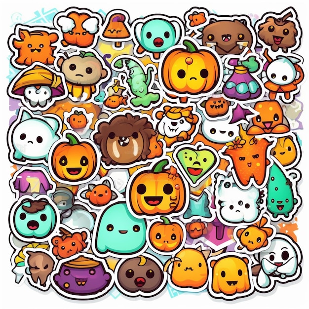 a close up of a bunch of stickers with different animals generative ai