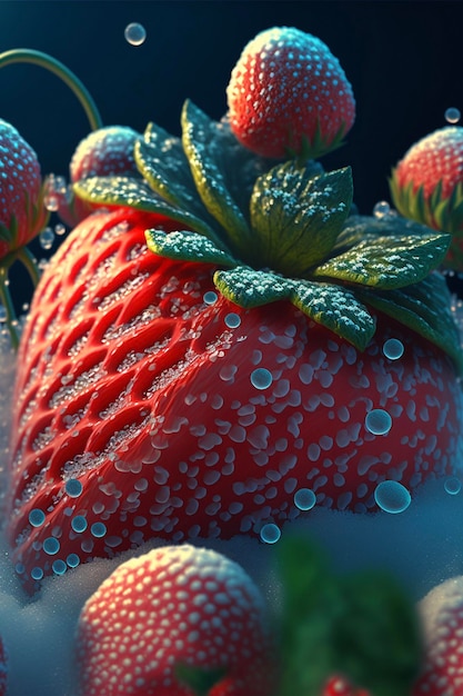 Close up of a bunch of strawberries generative ai