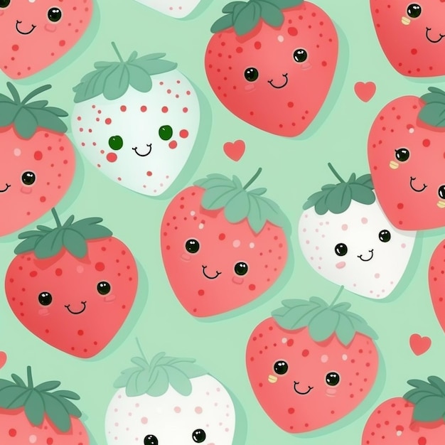 A close up of a bunch of strawberries with faces on them generative ai