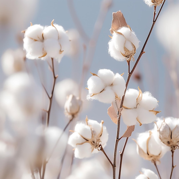 a close up of a bunch of white cotton flowers