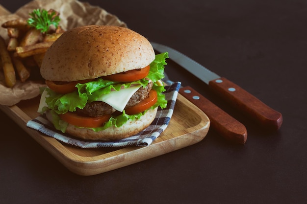 Close-up of burger on table