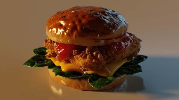 A close up of a burger with ketchup and lettuce