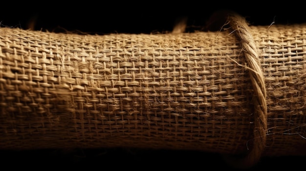 A close up of a burlap bag with the word burlap on it.