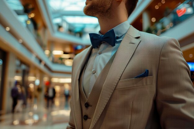 A close up of business man shopping in a shopping center