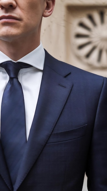 Photo close up of businessman wearing dark blue suit