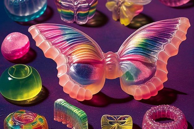 A close up of butterfly shaped plastic toy generative ai