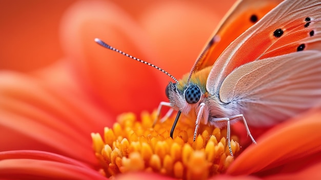 Photo a close up of a butterfly sitting on top of an orange flower ai