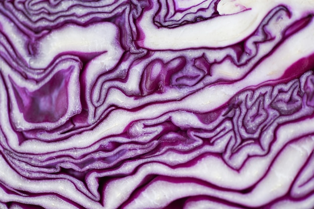 Close up cabbage purple, Shredded red cabbage slice texture 