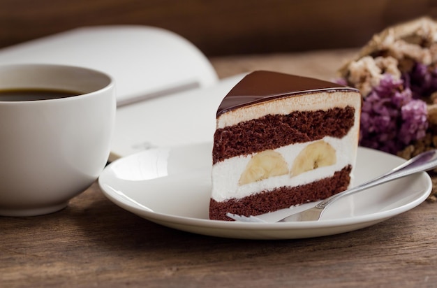 Close-up of cake in plate on table