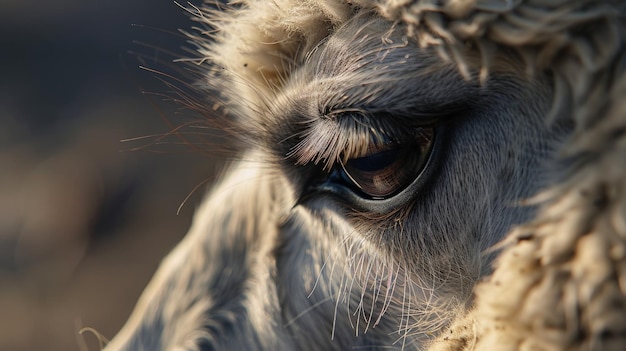 Photo a close up of a camels eye with long eyelashes