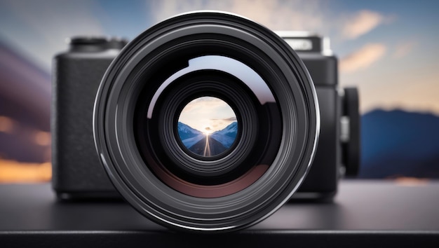 Photo close up of a camera lens highlighting photography equipment and creativity