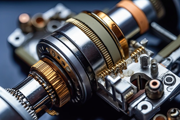 A close up of a camera with a metal ring and a metal ring.