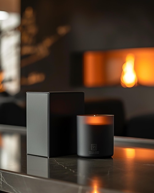 A close up of a candle on a counter in a room