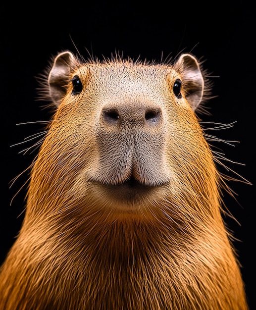 Photo a close up of a capybara looking at the camera