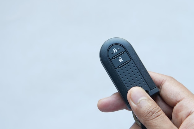 Close up of car key on table