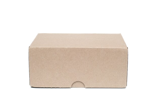 Close up on cardboard box isolated