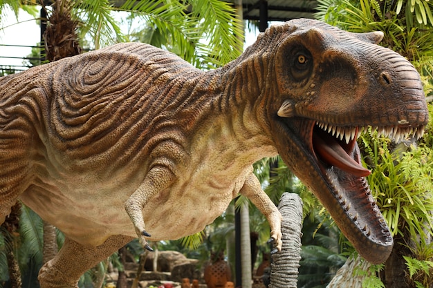 Close up The Carnivorous dinosaurs statue